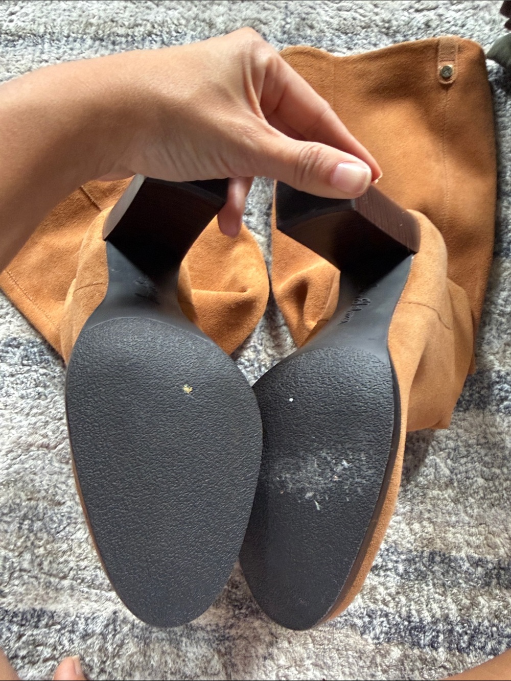 Sam Edelman Tall Suede Block Heel Boots - Tan - Picture 7 of 7